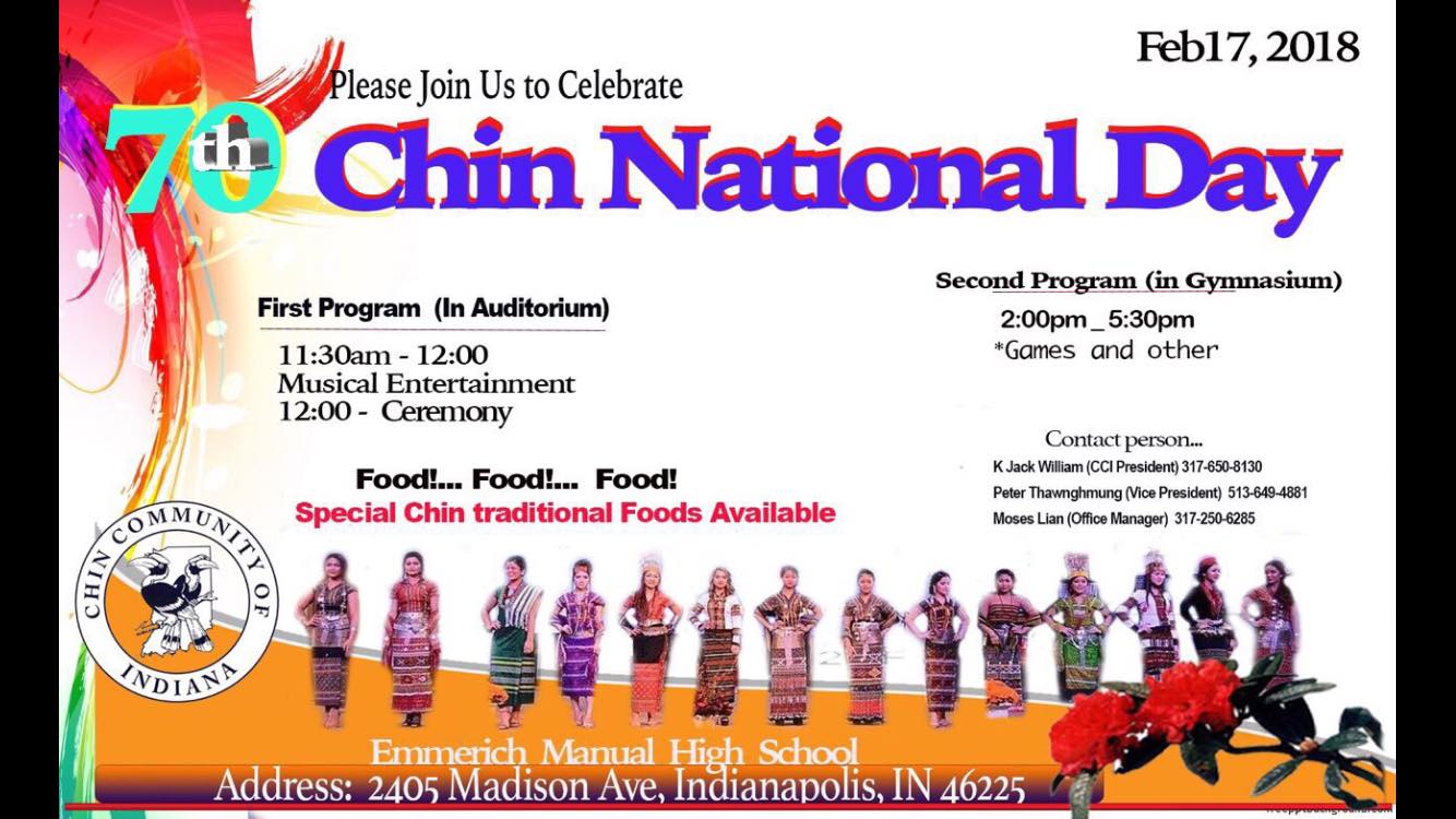 Chin National Day Invitation Chin Community of Indiana